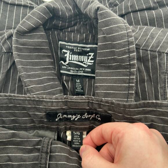 VTG y2k Womens Pinstripe Jimmy'Z Surf Co. Blazer Jacket Low Rise Shorts Set Sz M - Picture 4 of 12